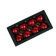 Üveg karácsonyi gömb - Piros - 8 cm - 8 db/csomag 