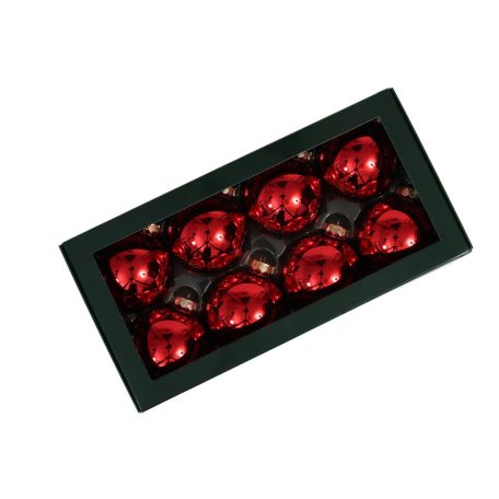 Üveg karácsonyi gömb - Piros - 8 cm - 8 db/csomag 