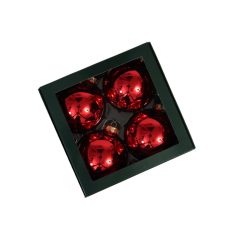 Üveg karácsonyi gömb - Piros - 10 cm - 4 db/csomag
