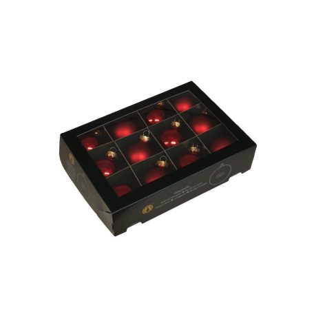 Piros üveg karácsonyi gömbök - 5 cm - 12 db/csomag