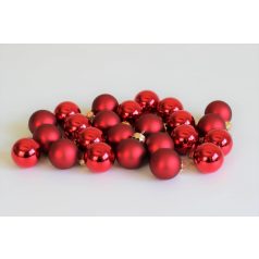 Piros üveg karácsonyi gömbök - 8 cm - 8 db/csomag