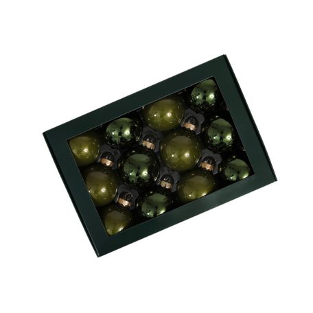 Zöld üveg karácsonyi gömbök - 5 cm - 12 db/csomag
