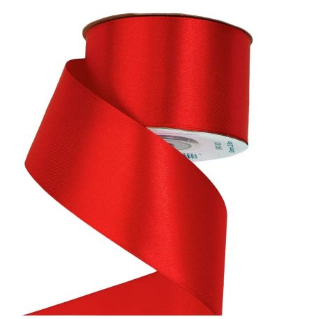 Szatén szalag - Piros - 5 cm x 22.86 méter