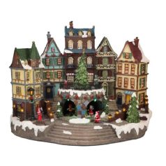 Városi életkép korcsolyapályával - 38x23,5x31,5 cm