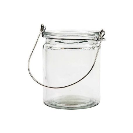 Üveg viharlámpa akasztóval - 8x10 cm