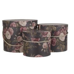 Díszdoboz szett kerek - Fekete-rózsás - 3 db-os szett