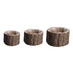 Kéreg kaspó kerek - Barna - 15-19-23 cm - 3 db-os szett