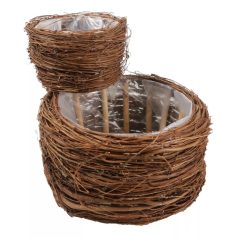 Fa vessző kaspó -17 cm, 27 cm - 2 db-os szett