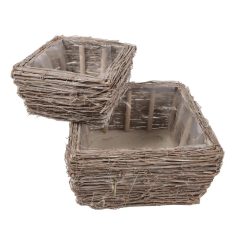 Fa vessző kaspó - 19 cm, 26 cm - 2 db-os szett