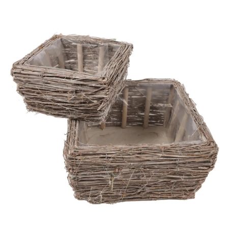 Fa vessző kaspó - 19 cm, 26 cm - 2 db-os szett
