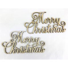    Natúr fa - "Merry Christmas" díszes felirat - 2 db/csomag  