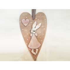 Natúr fa - Nyuszilány + szív 25cm