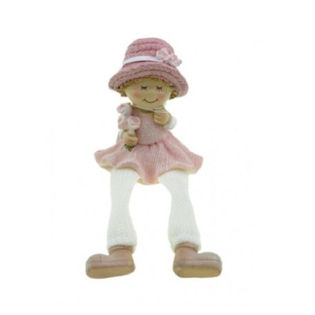 Figura lány lógólábú rózsaszín - 15cm 