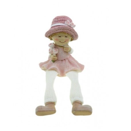 Figura lány lógólábú rózsaszín - 15cm 