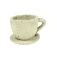 Csésze+alj kő - krém - 10x8x7 cm  