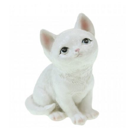 Macska figura  fehér - 11,7x9,3 cm  