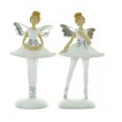 Figura angyal balerina - Fehér-ezüst - 6x5x14 cm  