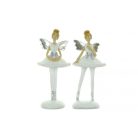 Figura angyal balerina - Fehér-ezüst - 6x5x14 cm  