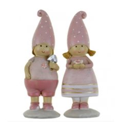   Figura fiú/lány pöttyös sapiban rózsaszín3.- 8x3.8x11.5 cm 
