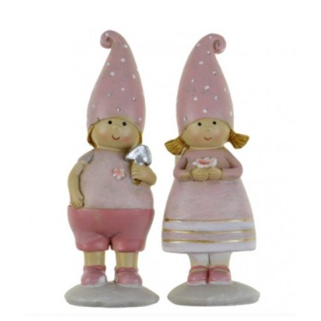 Figura fiú/lány pöttyös sapiban rózsaszín3.- 8x3.8x11.5 cm 