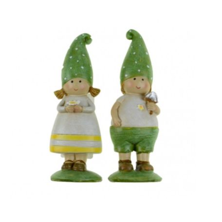 Figura fiú/lány pöttyös sapiban zöld - 3.8x3.8x11.5cm