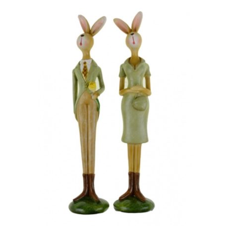 Figura nyúl fiú/lány zöld - 2 féle  - 4x4x21.5 cm 
