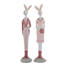   Figura nyúl fiú/lány rózsaszín - 2 féle  - 4x4x21.5 cm 