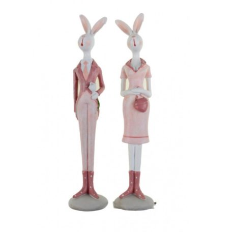 Figura nyúl fiú/lány rózsaszín - 2 féle  - 4x4x21.5 cm 