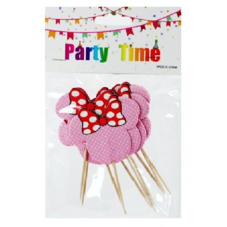 Süti beszúró - Rózsaszín pöttyös - 10 cm - 12 db/csomag