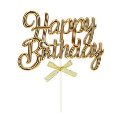 Torta dekor - Happy Birthday - Arany - 23 cm