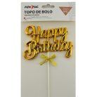 Torta dekor - Happy Birthday - Arany - 23 cm