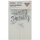 Torta dekor - Happy Birthday - Ezüst - 23 cm