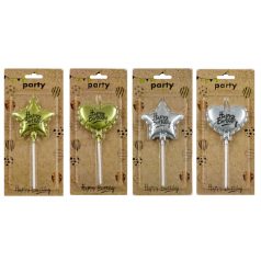 Tortagyertya - Happy Birthday - Arany-ezüst - 14 cm