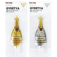 Tortagyertya - Pezsgő - Arany-ezüst - 15,5 cm