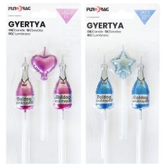   Tortagyertya pezsgő - rózsaszín-kék - 13 cm - 3 db/csomag