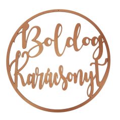 Natúr fa - Boldog karácsonyt körben bronz - 37 cm