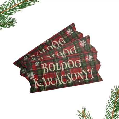 Nyomtatott dekorkarton - Karácsonyi szalag tábla - Piros-zöld - 3 db/csomag