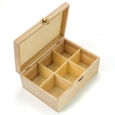 Natúr teafilter tartó fadoboz 6 rekeszes - 16x23x9 cm
