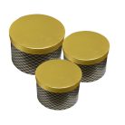 Aranyfedeles dobozok - madártoll mintás fekete - 3 db-os szett