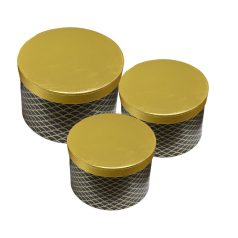   Aranyfedeles dobozok - madártoll mintás fekete - 3 db-os szett