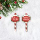 Nyomtatott fa tábla - Karácsonyi megállító táblák - 12x6cm - 2 db-os szett  