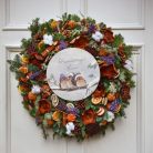  Nyomtatott fa tábla - Karácsonyi koszorú közép 11,8 cm  