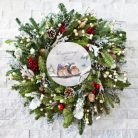  Nyomtatott fa tábla - Karácsonyi koszorú közép 11,8 cm  