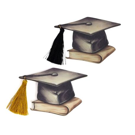 Diplomaosztó kalap fekete-arany bojttal - 8 cm 2db/csomag