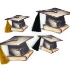 Diplomaosztó kalap fekete-arany bojttal - 8 cm 2db/csomag