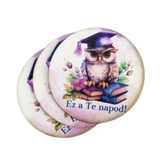   Nyomtatott dekorkarton - Ez a te napod! kerek táblák - 3 db/csomag