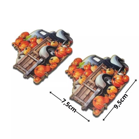 Nyomtatott dekorkarton - Autó tökökkel - 2 db/csomag  
