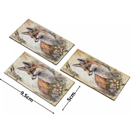  Nyomtatott dekorkarton - Vintage rókás tábla - 3 db/csomag