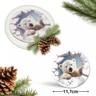  Nyomtatott fa tábla koszorú közép - Kíváncsi jegesmedve - 11,8 cm