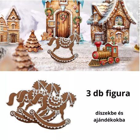  Nyomtatott dekorkarton - Mézeskalács hintaló - 3 db/csomag